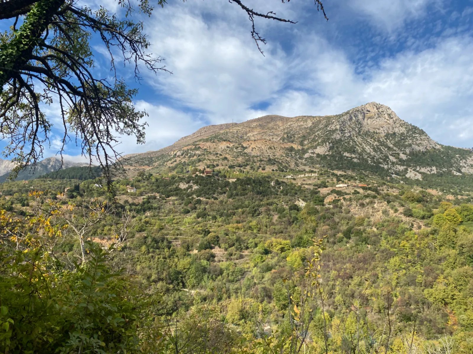 View of the Chelmos mountain range from the land